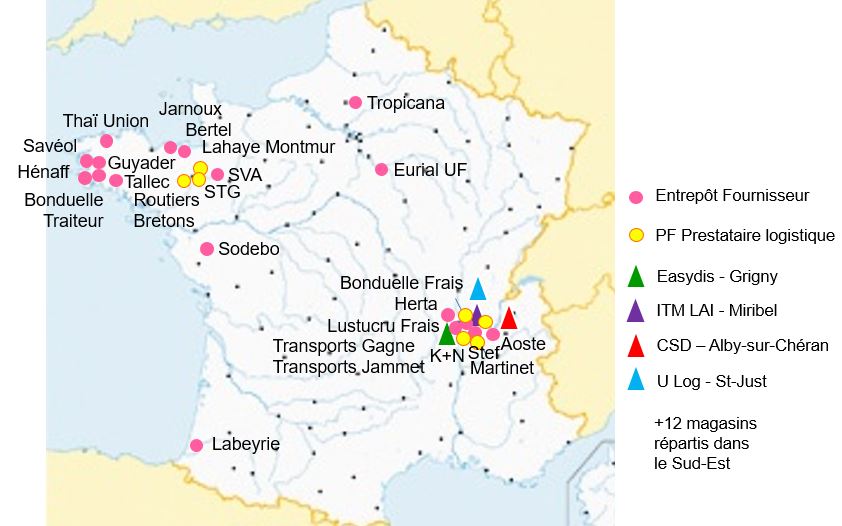 Carte des participants au projet Supply Chain et Santé